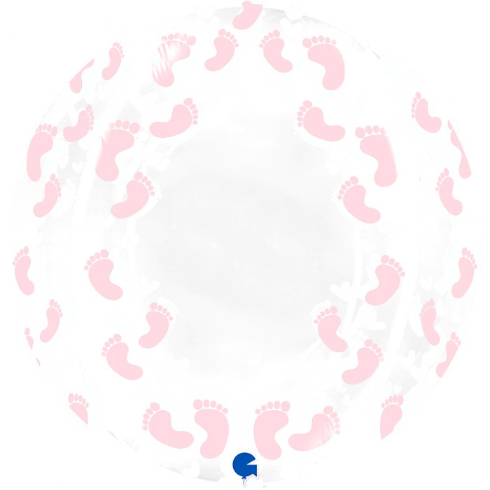 Шар круг Ножка малышки, Прозрачный розовый