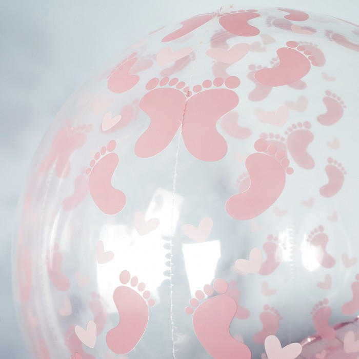 Шар круг Ножка малышки, Прозрачный розовый