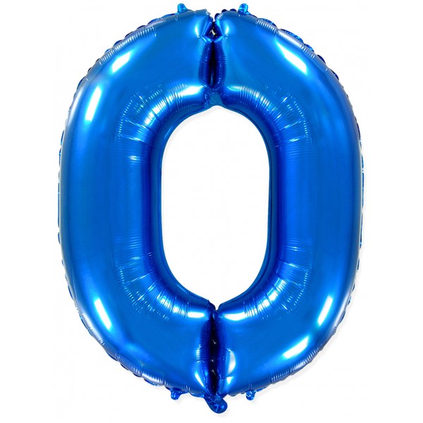 Синий фольгированный шар цифра 0