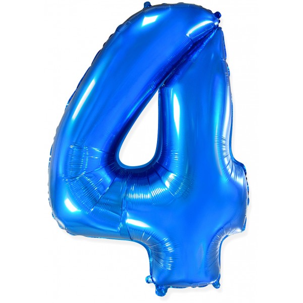 Синий фольгированный шар цифра 4