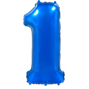 Синий фольгированный шар цифра 1