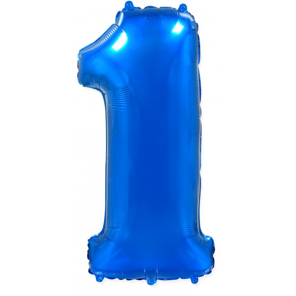 Синий фольгированный шар цифра 1