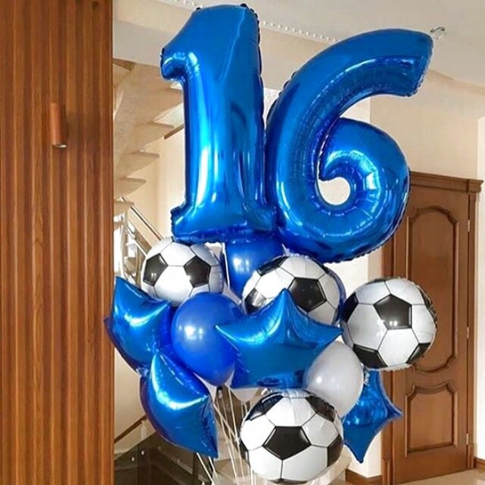 Синий фольгированный шар цифра 1