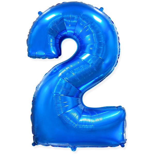 Синий фольгированный шар цифра 2