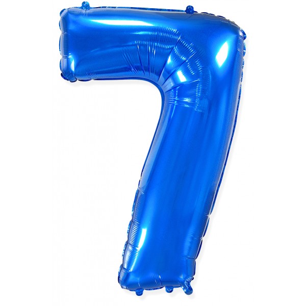 Синий фольгированный шар цифра 7