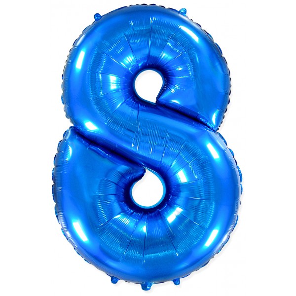 Синий фольгированный шар цифра 8