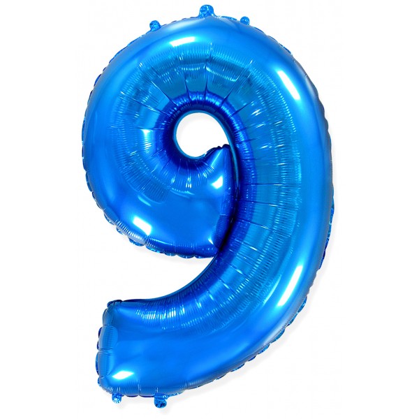 Синий фольгированный шар цифра 9