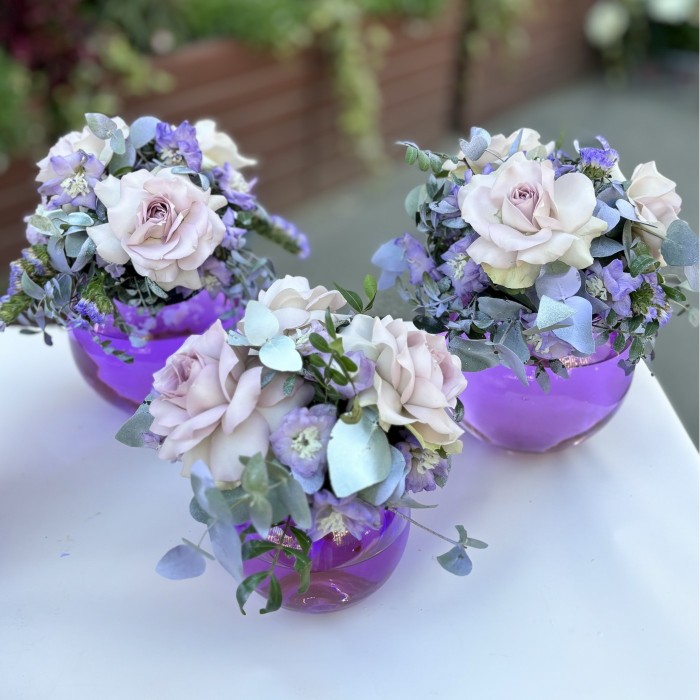 Сиреневая композиция в стеклянном шаре