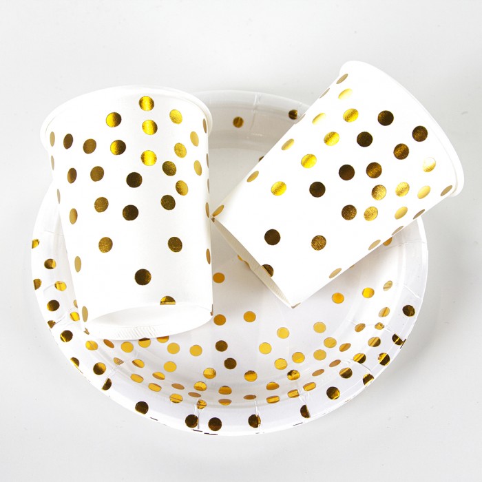 Стаканы Золотое конфетти белые с золотом