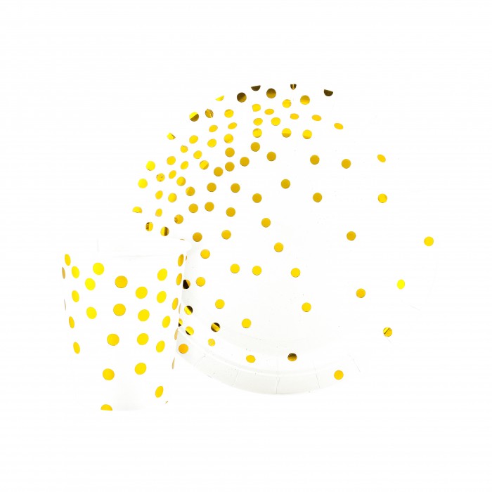 Стаканы Золотое конфетти белые с золотом