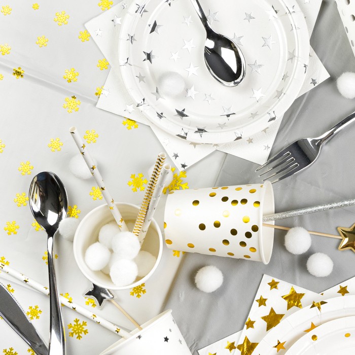 Стаканы Золотое конфетти белые с золотом