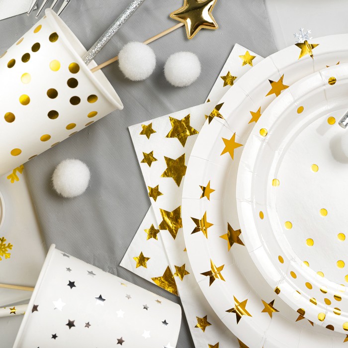 Стаканы Золотое конфетти белые с золотом