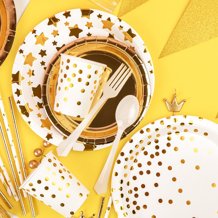 Стаканы Золотое конфетти белые с золотом