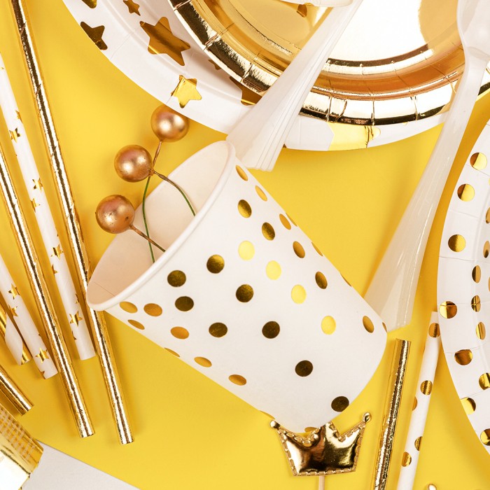 Стаканы Золотое конфетти белые с золотом