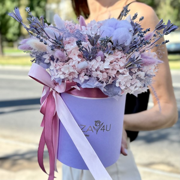 Сухоцветы в коробке Романтичный Вечер