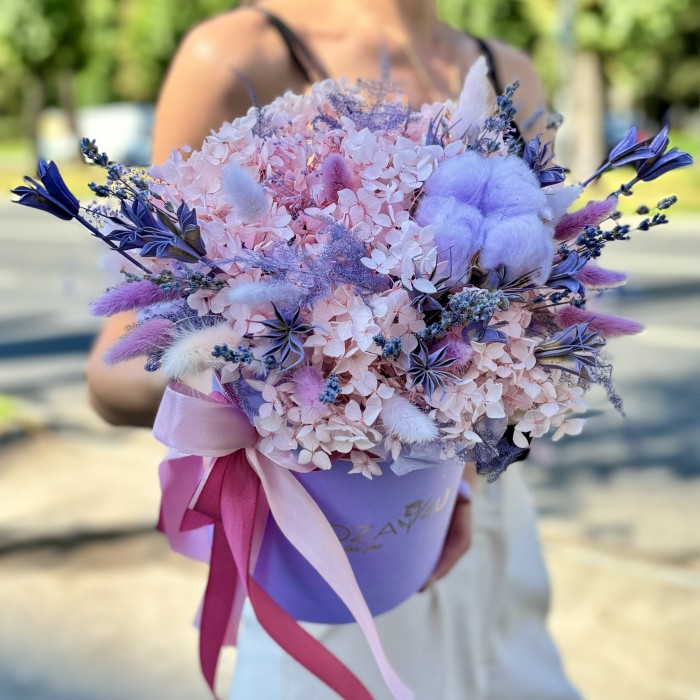 Сухоцветы в коробке Романтичный Вечер