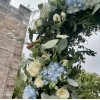 Свадебная арка из голубых гортензий и роз