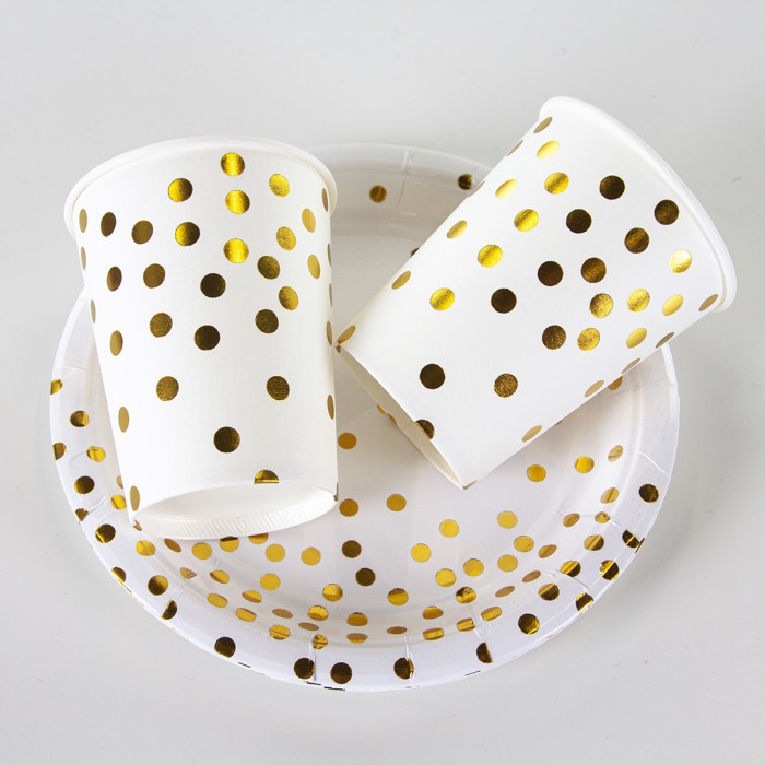 Тарелки Золотое конфетти белые с золотом