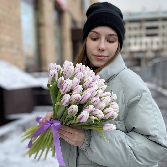 Тюльпан бело-фиолетовый Флеминг Флег (Flaming Flag)