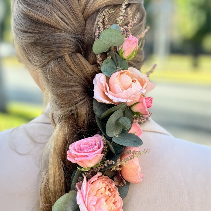 Украшение из цветов для прически с кустовой розой Джульетта