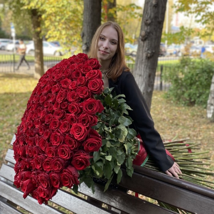 201 красная роза 120 см