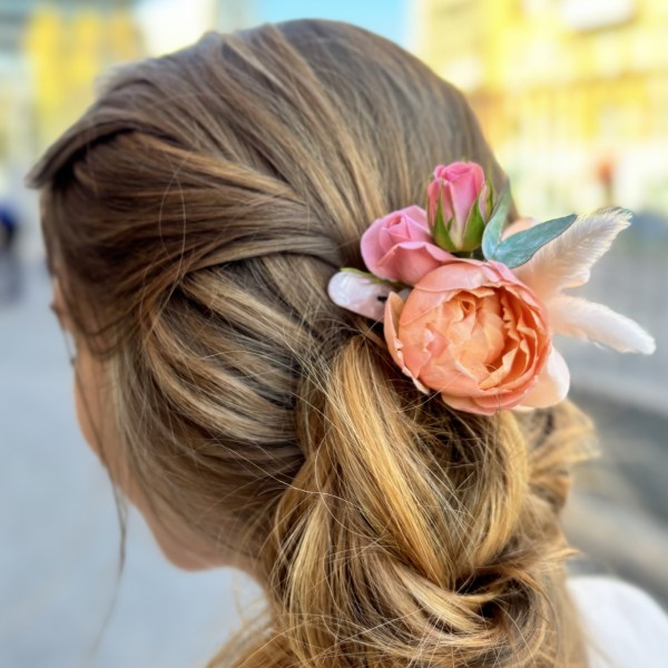 Заколка в волосы с кустовой розой Джульетта