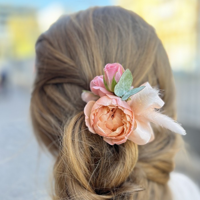 Заколка в волосы с кустовой розой Джульетта