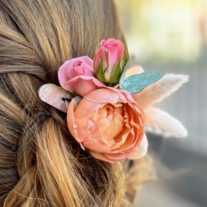 Заколка в волосы с кустовой розой Джульетта