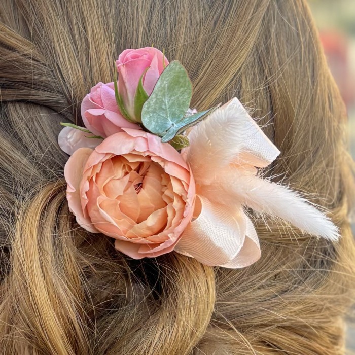 Заколка в волосы с кустовой розой Джульетта