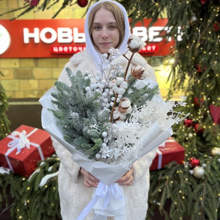Зимний букет с хлопком Снежная королева