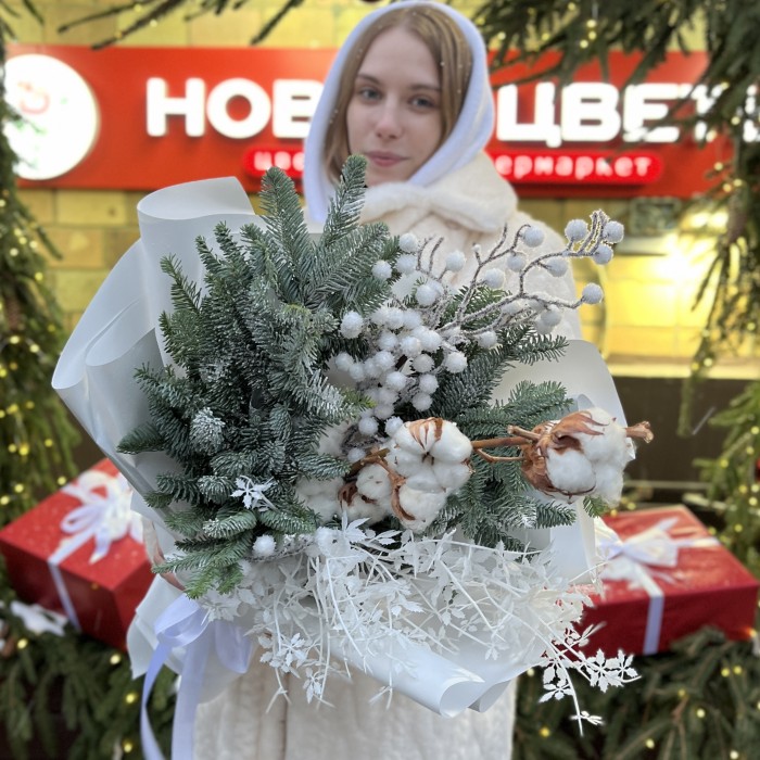 Зимний букет с хлопком Снежная королева