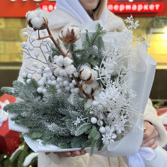 Зимний букет с хлопком Снежная королева