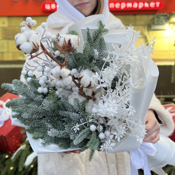 Зимний букет с хлопком Снежная королева
