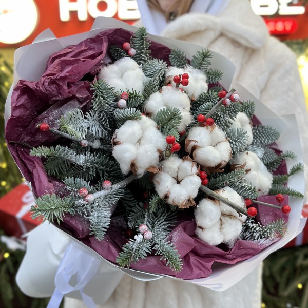 Зимний букет с хлопком Снежный Вальс