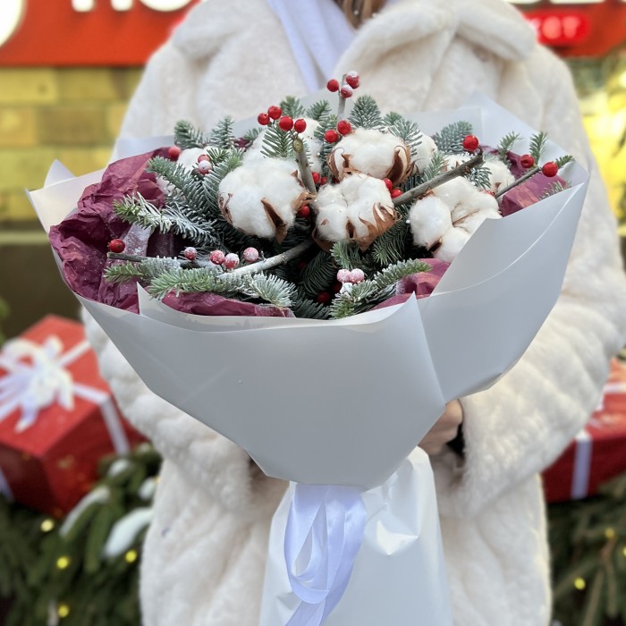 Зимний букет с хлопком Снежный Вальс