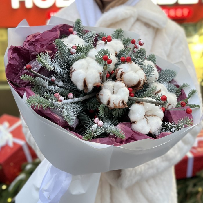 Зимний букет с хлопком Снежный Вальс
