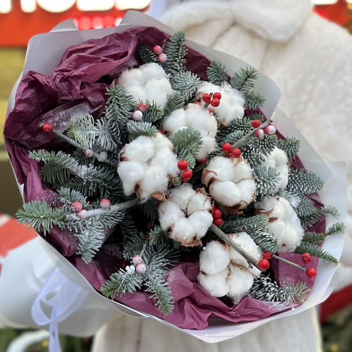 Зимний букет с хлопком Снежный Вальс