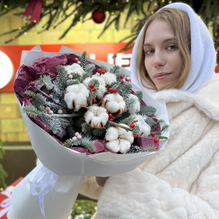 Зимний букет с хлопком Снежный Вальс