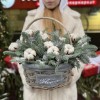 Зимняя композиция Хлопок с нобилисом в корзине