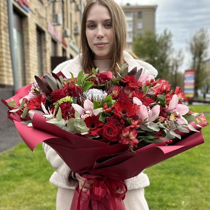 Авторский букет с протеей Осенняя краса