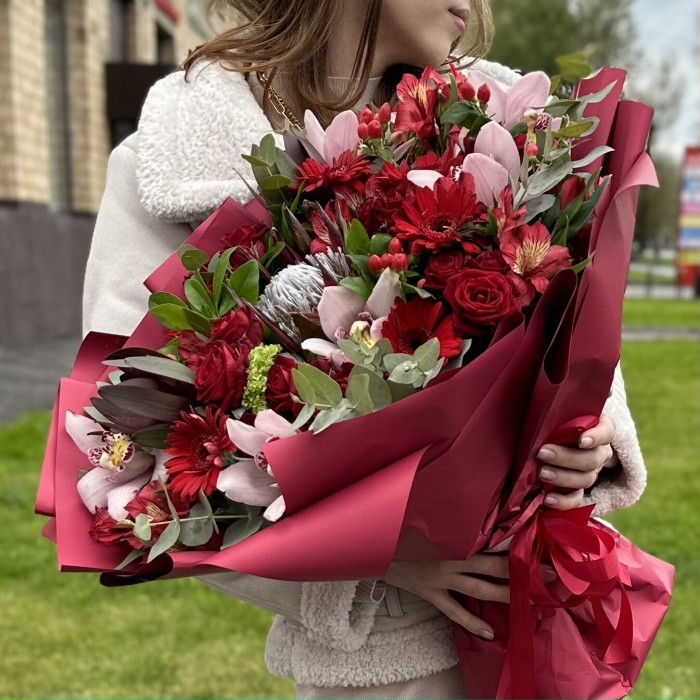 Авторский букет с протеей Осенняя краса