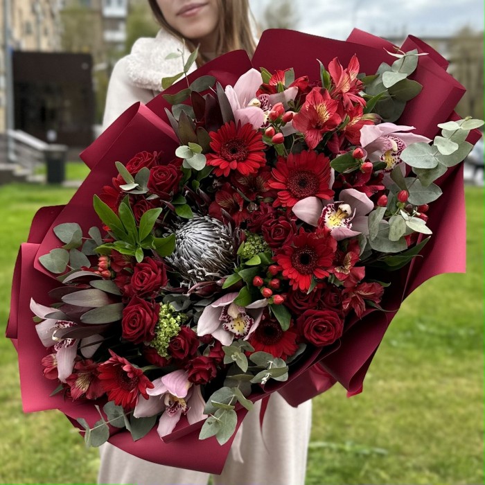 Авторский букет с протеей Осенняя краса