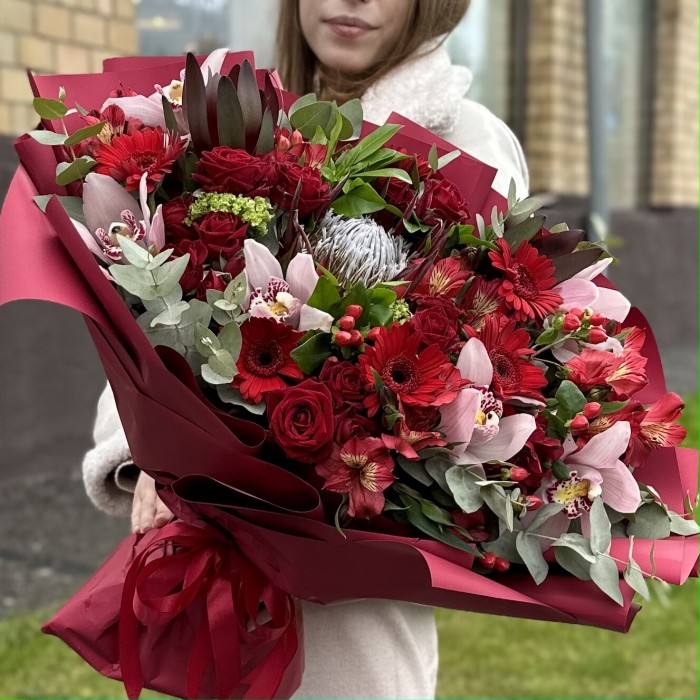 Авторский букет с протеей Осенняя краса