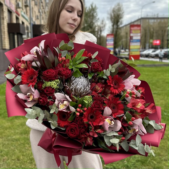 Авторский букет с протеей Осенняя краса