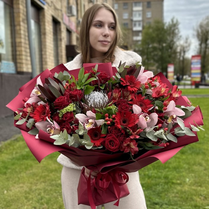 Авторский букет с протеей Осенняя краса