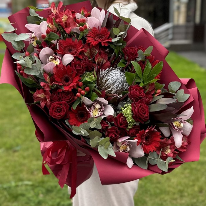 Авторский букет с протеей Осенняя краса