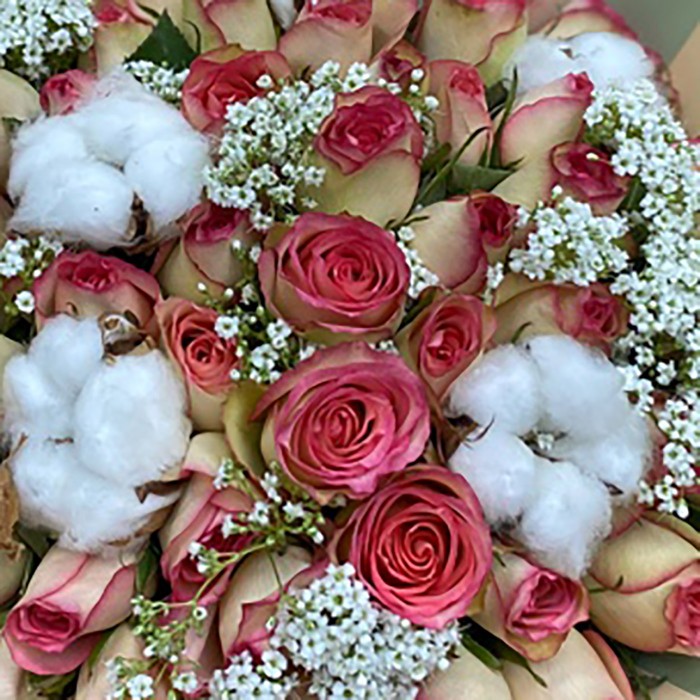 Букет Роза и Хлопок