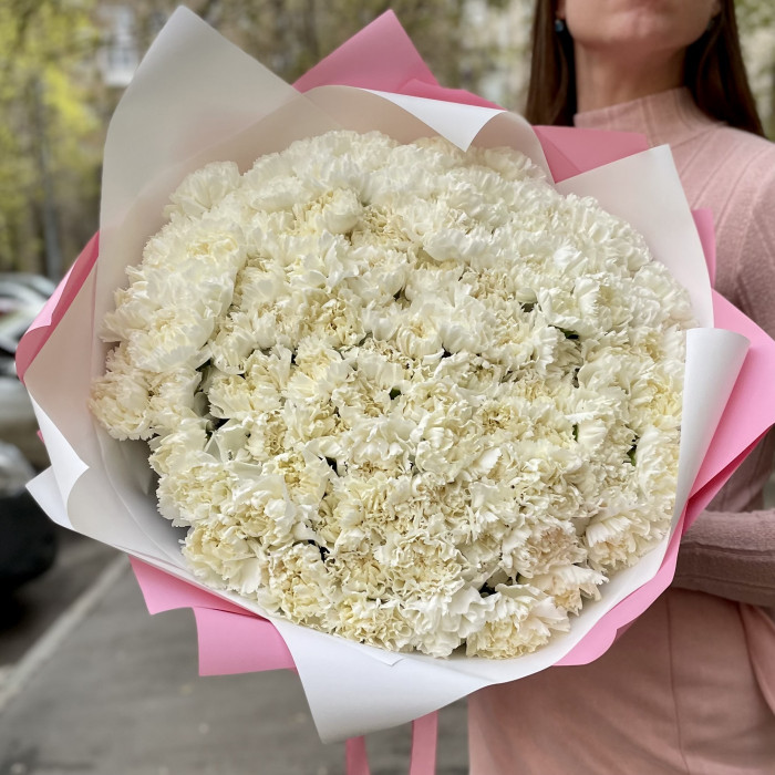 101 белая гвоздика