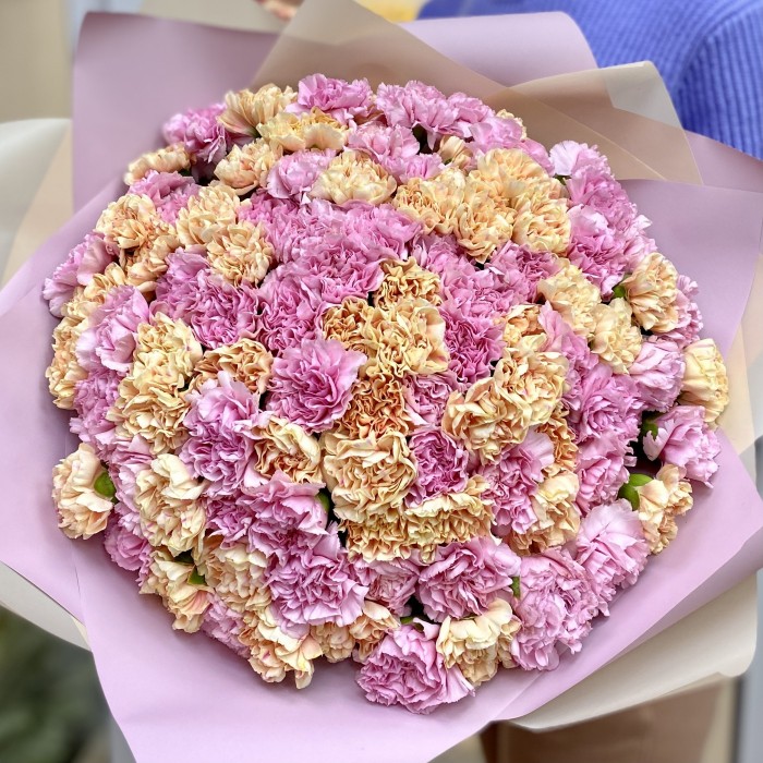 101 персиковая и розовая гвоздика