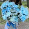 15 гвоздик Блю Молли с эвкалиптом